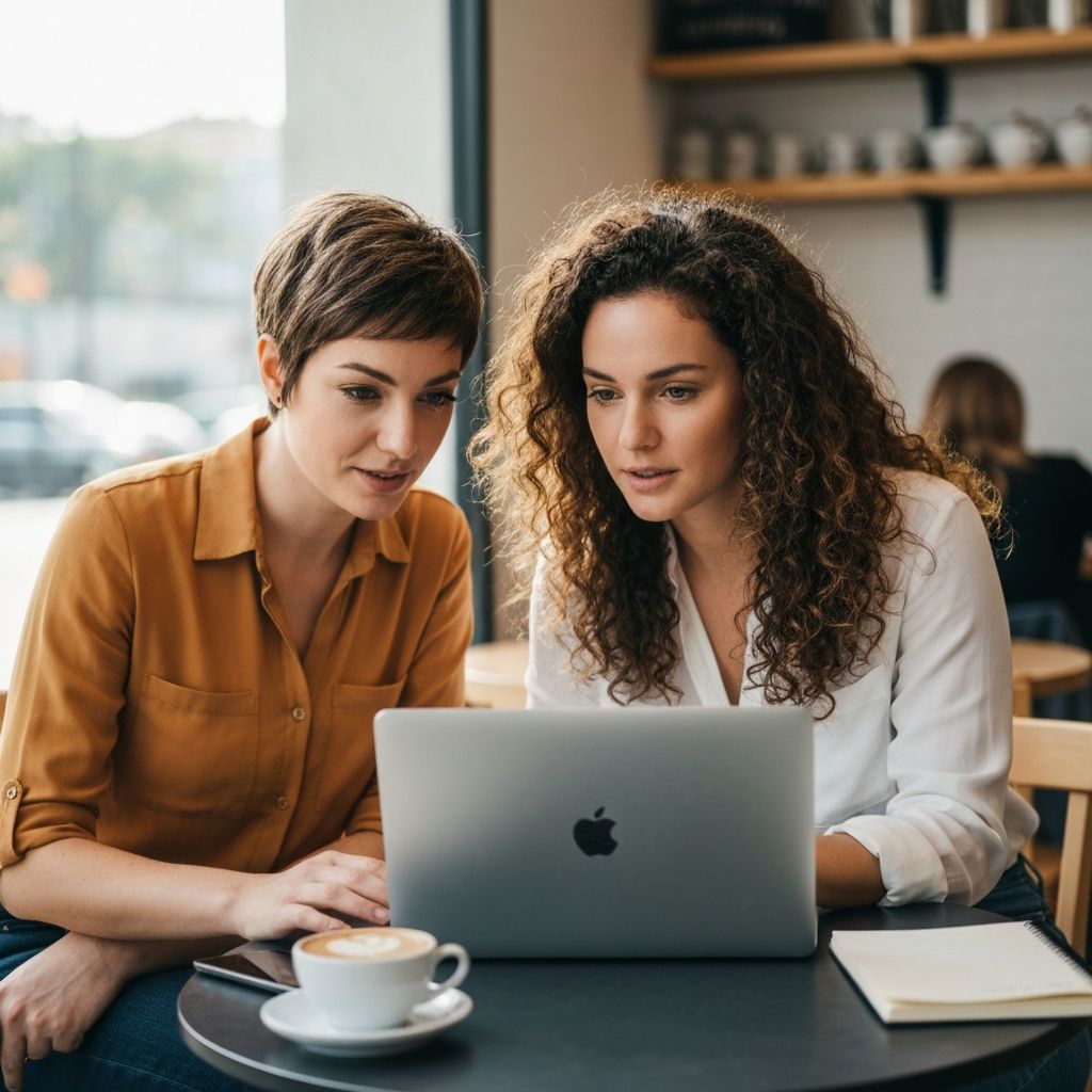 Two women collaborating
